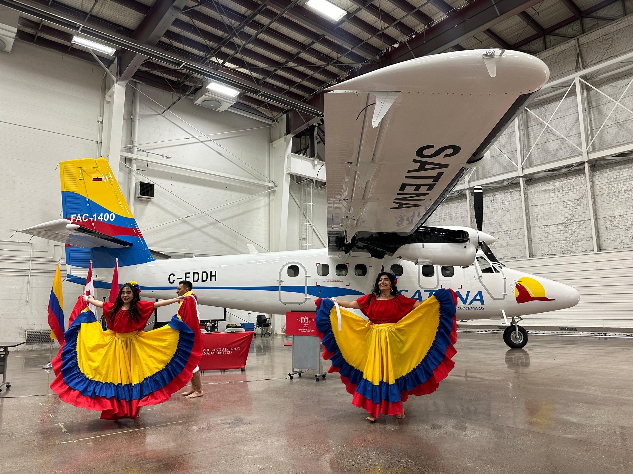 SATENA received its first Twin Otter DHC-6  aircraft in Calgary for enhanced remote areas connectivity in Colombia