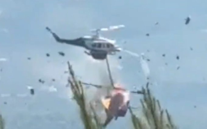 Mid-Air Collision Between Bell 214ST Firefighting Helicopters During Greece Wildfire Leaves Four Crew Rescued