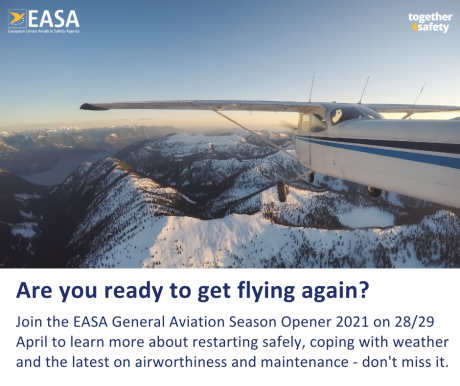 Presser - Register now for EASA’s General Aviation Season Opener on April 28-29, 2021 !