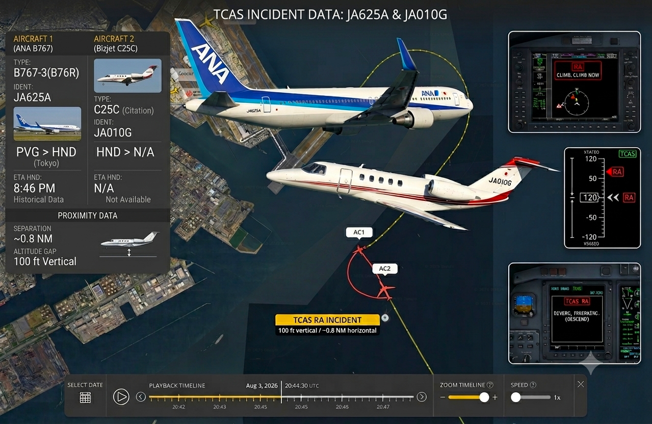 Near Encounter Over Haneda Prompts TCAS Evasive Alert; Regulators Rule Out Serious Incident.