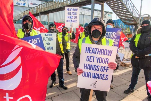 Why is 'Unite the Union' threatening Heathrow with an action packed april ?