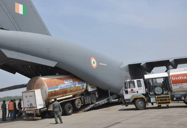Indian  Airforce  Comes into  action  as  Covid-19  situation  deteriorates , airlifts  oxygen containers , essential medicines  & other medical equipment  to help Indian cities !