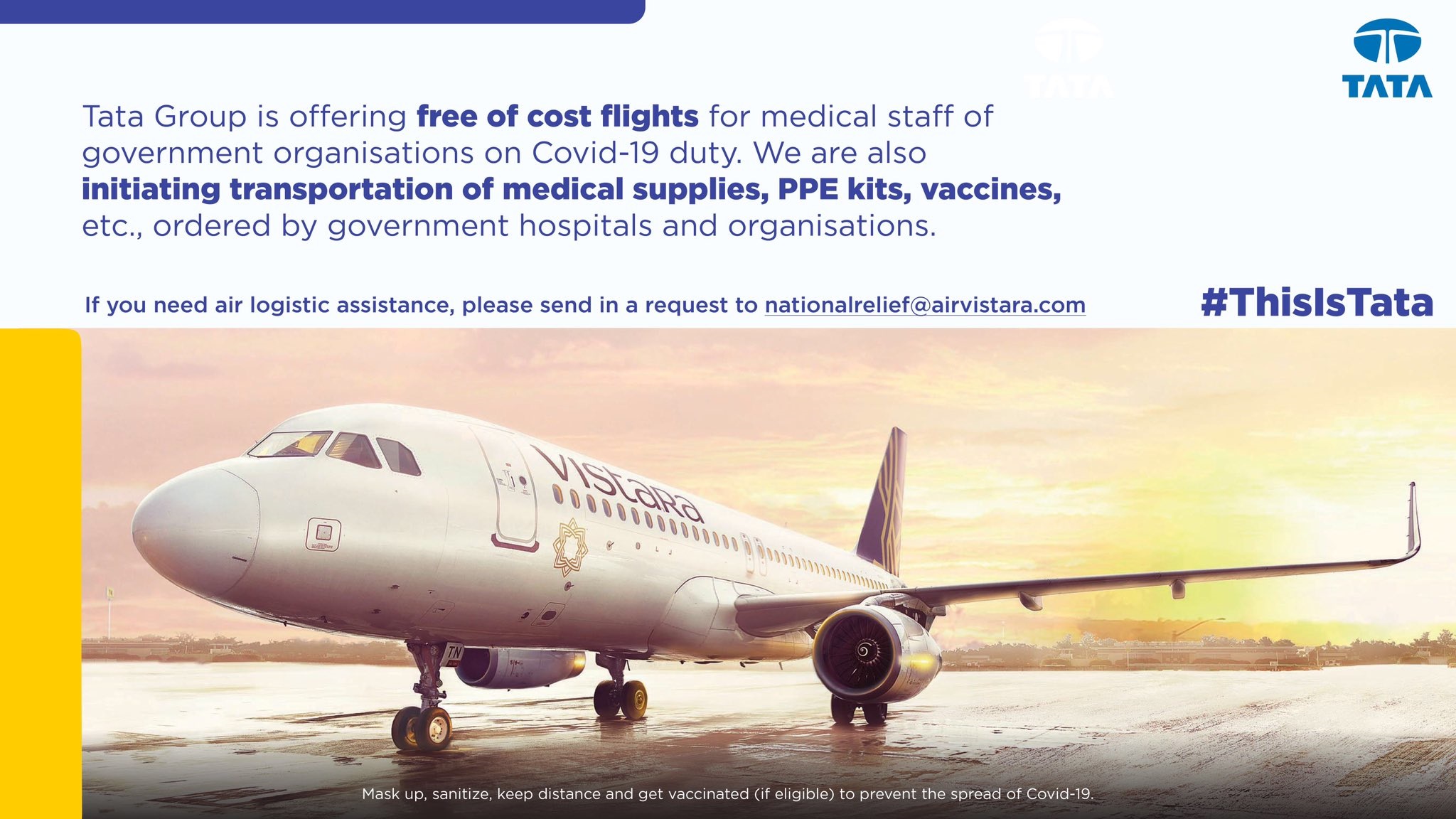 Mumbai International Airport (CSMIA)  and  Indian  Ministry  of  Civil  Aviation  (MoCA) commended  the  Air Vistara offer to Fly health Workers free of cost !