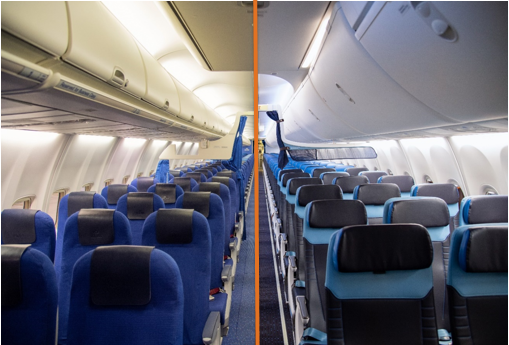 Retrofit - KLM  starts  the  renewal  of  its  14  Boeing  737-800  aircrafts  with  700 kilos less lighter cabins , aims Completion by  2022 March !