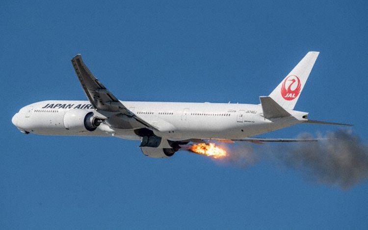 JAL Japan Airlines Boeing B777-346ER suffered it's No#2 engine (GE90-115B) failure just after takeoff from Los Angeles !