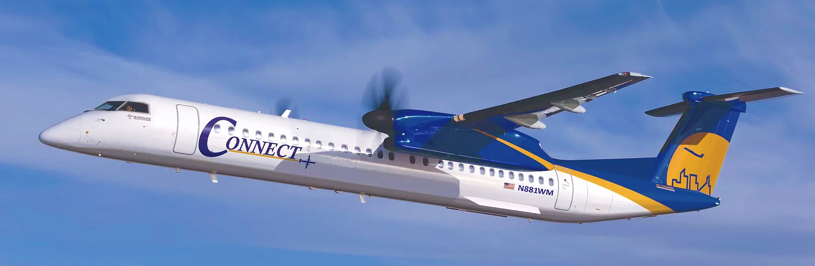 Connect  Airlines  received  certificate of  convenience and  necessity  ,   proving  flights  to  begin  July 18 ,  2022  using  Q400 Aircraft.