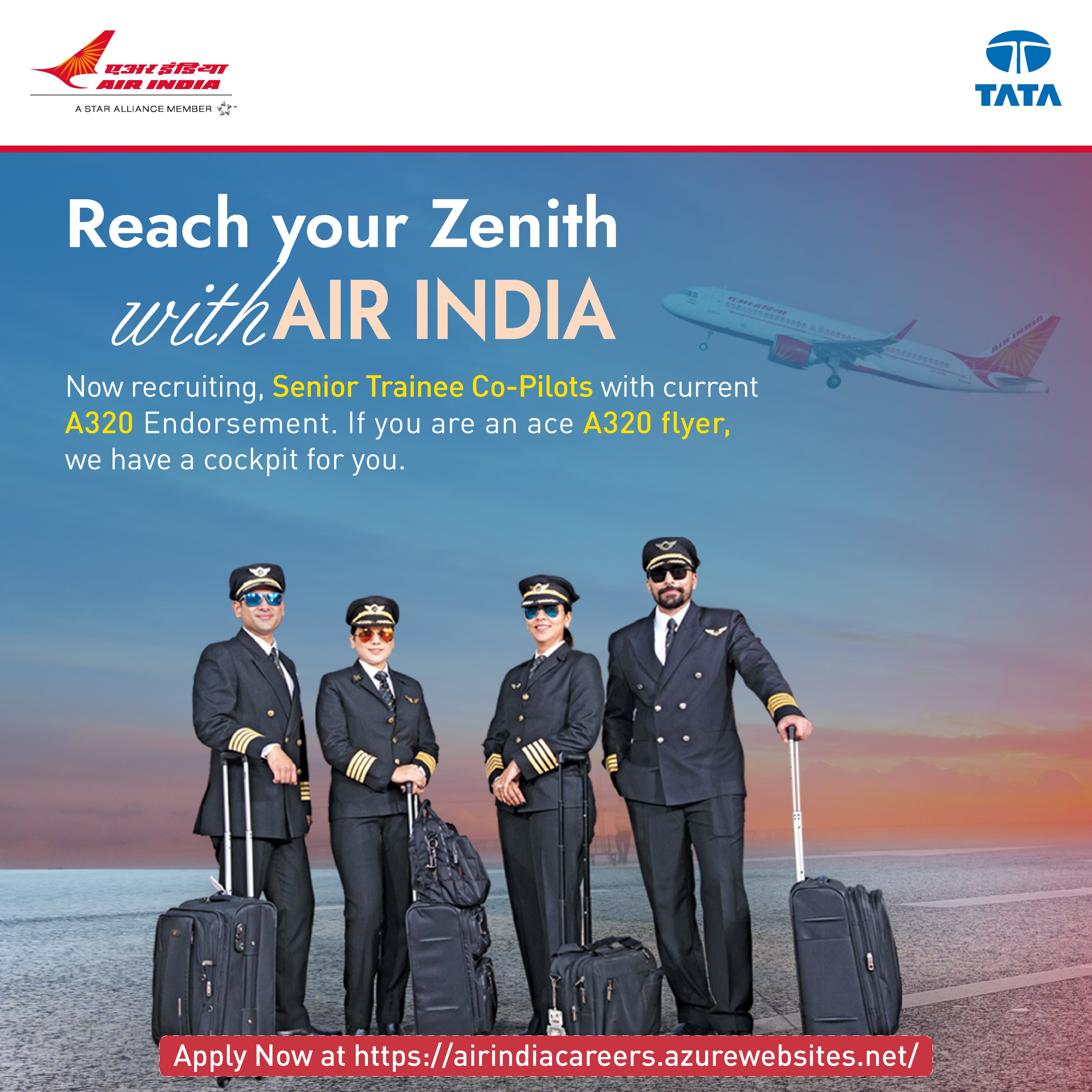 Job Alert ! Air India is recruiting for Airbus A320 type rated Pilots .